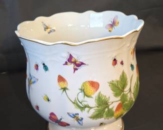 Ardalt Lenwile Hand Painted Strawberry and Butterfly Cachepot