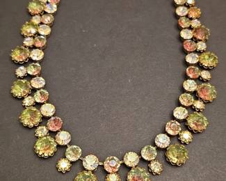 Vintage Aurora Borealis Crystal Choker Necklace