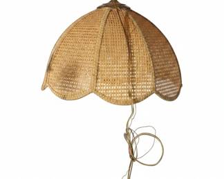 Vintage Wicker BellShaped Pendant Light with Sinuous Stem