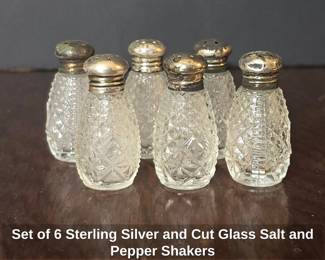 Set of Sterling Silver and Cut Glass Salt and Pepper Shakers