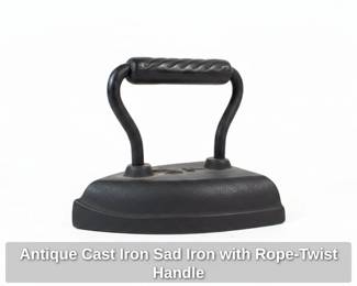 Antique Cast Iron Sad Iron with RopeTwist Handle