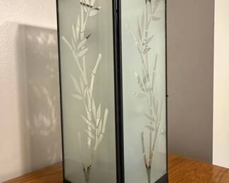 Vintage Frosted Glass Bamboo Table Lamp