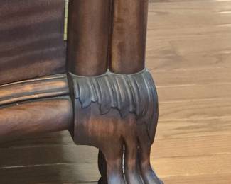 Antique Mahogany Serpentine Sideboard with Carved BallandClaw Feet and Brass Pulls fourth image