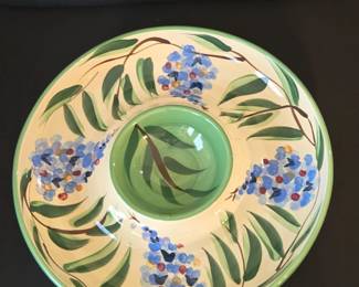 Gail Pittman Blue Hydrangea Chip and Dip Platter