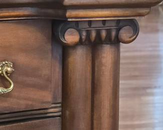 Antique Mahogany Serpentine Sideboard with Carved BallandClaw Feet and Brass Pulls fifth image
