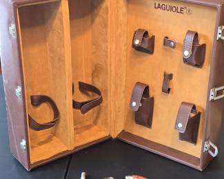 Laguiole Wine Accessory Set in Faux Leather Case