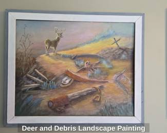 Deer and Debris Landscape Painting