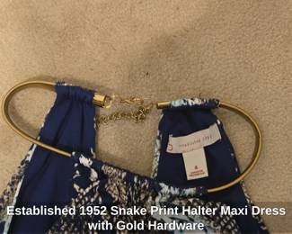 Established Snake Print Halter Maxi Dress with Gold Hardware third image