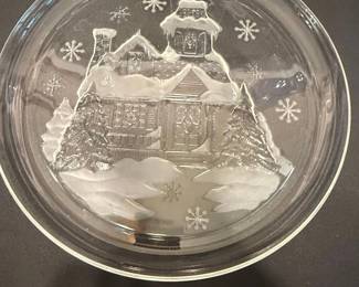 Arcoroc Winter Wonderland Etched Glass Platter