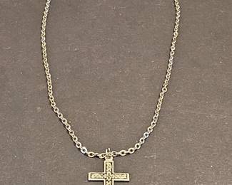 Ornate Floral Cross Pendant Necklace