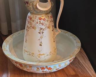 Victorian Wash Basin and Pitcher Set with Double Spout