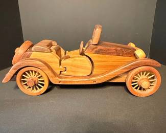 Vintage Wooden Roadster Model Car