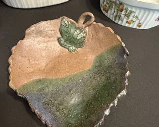 Handmade Ceramic Leaf Dish with Stem