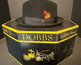Dobbs Fifth Avenue Black Velour Fedora Hat with Original Box