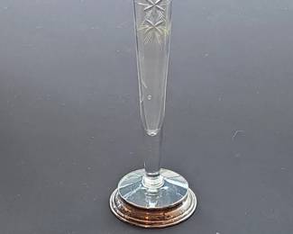 Wallace Sterling Silver Bud Vase with Etched Glass