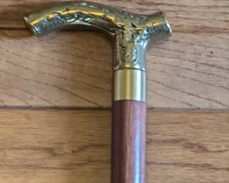 Ornate Brass Handle Walking Cane third image