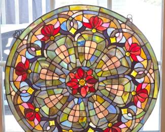 Tiffanystyle Floral Medallion Stained Glass Window Panel