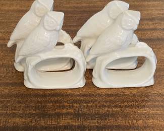Set of Ceramic Owl Napkin Rings