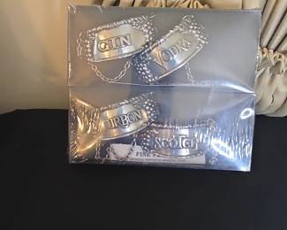 Universal Pewter Co. Grape and Vine Motif Liquor Bottle Labels Set