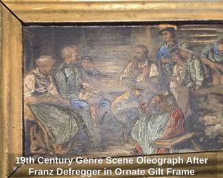 th Century Genre Scene Oleograph After Franz Defregger in Ornate Gilt Frame fifth image