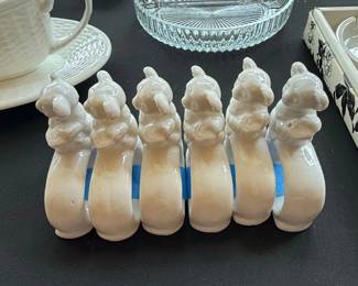 Set of White Ceramic Bunny Napkin Rings