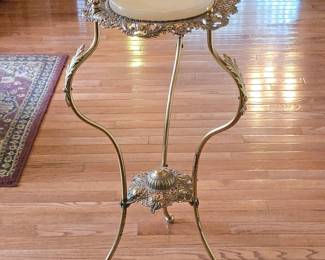 Victorian Brass and Onyx Plant Stand