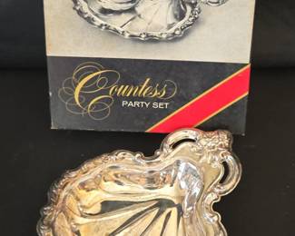 Vintage SilverPlated Shell Butter Dish with Spoon
