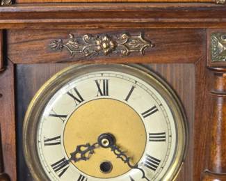 Victorian E.N. Welch Walnut Mantel Clock with Lion Motif third image