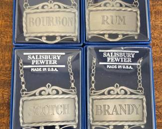 Salisbury Pewter Liquor Bottle Labels Set of