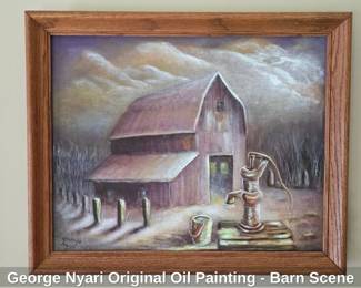 George Nyari Original Oil Painting Barn Scene