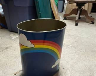 Chensa Rainbow and Clouds Metal Wastebasket