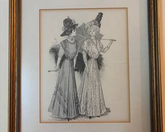 Vintage Fashion Illustration Print Edwardian Era