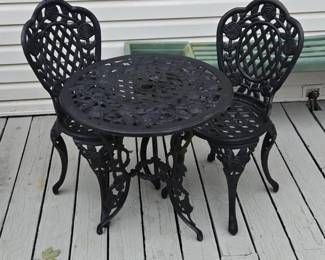 Cast Iron Rose Pattern Piece Bistro Set