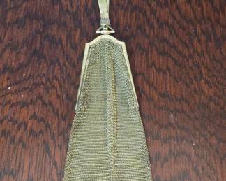 Whiting Davis Soldered Mesh Evening Bag with Blue Gemstone Clasp
