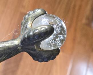 Antique Piano Stool with Claw Feet and Glass Ball Casters third image