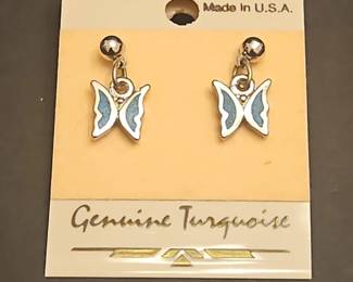 Vintage Turquoise Butterfly Dangle Earrings