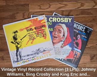 Vintage Vinyl Record Collection LPs Johnny Williams, Bing Crosby and King Eric and his Knights