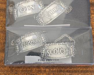 Universal Pewter Co. Liquor Bottle Tags Set of