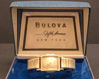Vintage Bulova Fifth Avenue Mens Watch with Speidel Band and Original Box