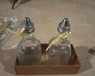 Gemco Glass Cruet Set with Wooden Caddy
