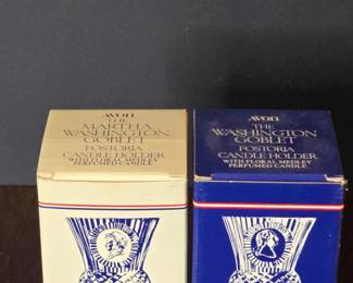Avon Fostoria Martha Washington Cobalt Blue Glass Goblet Candle Holder second image