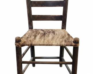 Rustic Ladder Back Chair with Cowhide Seat