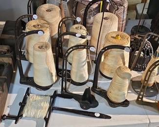 Vintage Cast Iron Thread Spool Holders with Spools