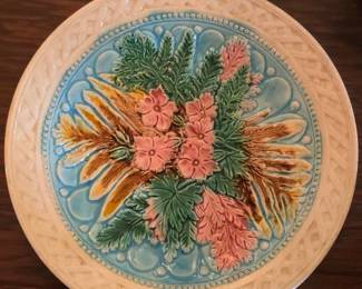 Victorian Majolica Fern and Flower Plate