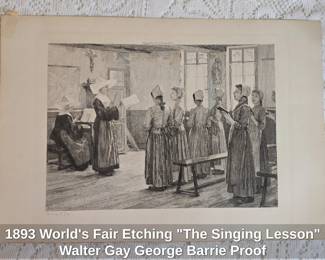 Worlds Fair Etching The Singing Lesson Walter Gay George Barrie Proof
