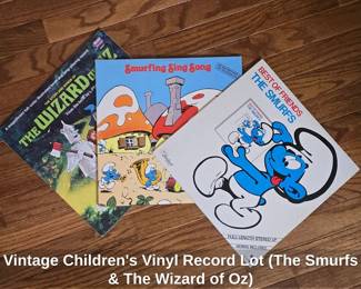 Vintage Childrens Vinyl Record Lot The Smurfs The Wizard of Oz