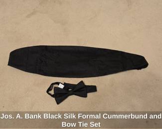 Jos. A. Bank Black Silk Formal Cummerbund and Bow Tie Set