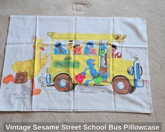 Vintage Sesame Street School Bus Pillowcase