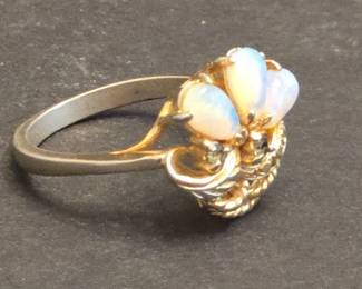 Vintage Opal Ring with Mixed Metal Band second image