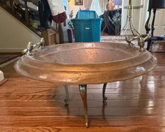 Antique Copper Wash Basin with Faucets and Tripod Stand